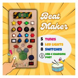 clapstore toys Clapstore Beatmaker Montessori Busyboard Interactive Sound and Light Sensory Toy for Toddlers Ages 1-6, Promotes Musical Learning, Enhances Hand-Eye Coordination and Develops Fine Motor Skills image 4