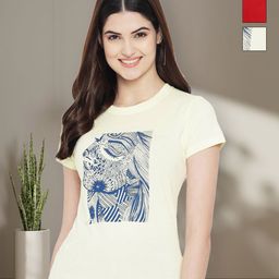 Tromko Women Pack of 3 Tom & Jerry Graphic Printed Round Neck Cotton T-shirts-image-99