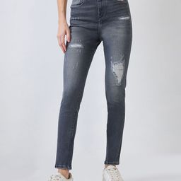 SPYKAR Women Slim Fit High-Rise Low Distress Heavy Fade Jeans-picture-16
