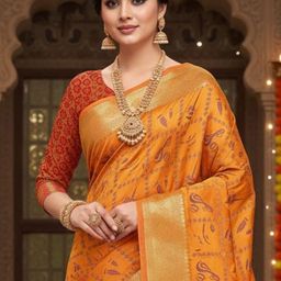 Anouk Ethnic Motifs Zari Silk Blend Handloom Banarasi Saree-picture-40