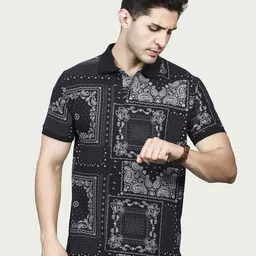 BE POSITIVE Men Geometric Printed Polo Collar T-shirt-image-37