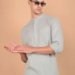 Crimsoune Club Mandarin Collar Regular Linen Straight Kurta-picture-18