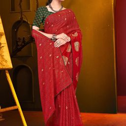 Reboot Fashions Embellished Pure Georgette Designer Maheshwari Saree-19