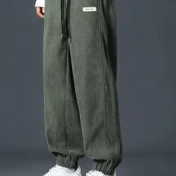 Kotty Men Relaxed High-Rise Corduroy Joggers Trousers-image-81