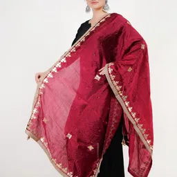Karthav Fashion Floral Embroidered Thread Work Art Silk Dupatta-image-65