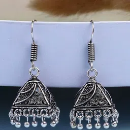 Anouk German Silver Plated Oxidised Dome Shaped Jhumkas-22