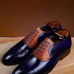 MILLE DOLLARI Men Leather Formal Oxfords Gold Metal Toe & Horseshoe Heel-image-17