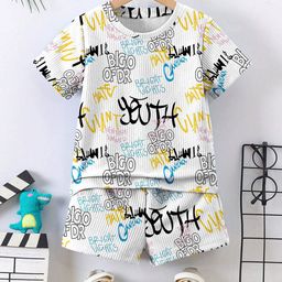 OMPAX Boys Printed Round Neck T-Shirt With Shorts-image-36
