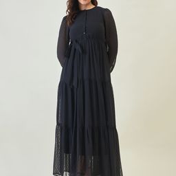 aayu Women Round Neck Puff Sleeve Tiered Fit and Flare Maxi Dress-image-47