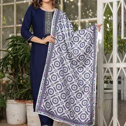 BAPS Women Floral Embroidered Regular Kurta with Trousers & With Dupatta-27