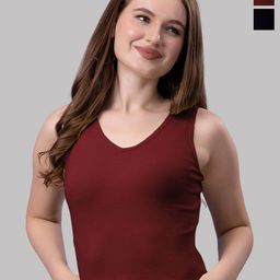 Friskers Women Pack Of 2 Solid V-Neck Cotton Tops-image-22