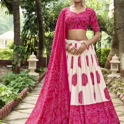 LOOKNBOOK ART Printed Ready to Wear Lehenga & Unstitched Blouse With Dupatta-picture-51