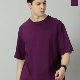 GLOWBERRY Men Pack of 2 Solid Round Neck Cotton Oversized T-shirts-image-88