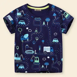 INCLUD Boys Abstract Printed Regular Sleeves Blended T-shirt-picture-22