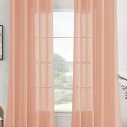 HOMEMONDE Peach-Coloured 2 Pieces Textured Sheer Cotton Long Door Curtains-20