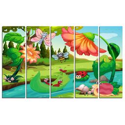 Wens Wonderful World Velvet Laminated Wall Art With 5 Panels - Multicolor-image-89