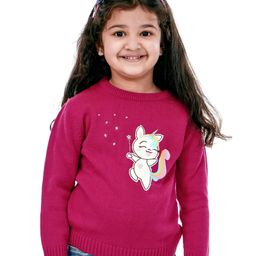 Babyoye Full Sleeves Sweater Unicorn Patch - Cherry-image-9