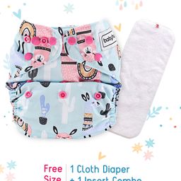 Babyhug Free Size Reusable Cloth Diaper With Insert Desert Animal Print - Blue-18