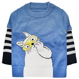 Kookie Kids Full Sleeves Pullover Sweater Cat Design - Blue-image-62