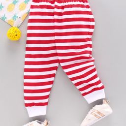 Babyhug Full Length Striped Lounge Pant - Red-image-98
