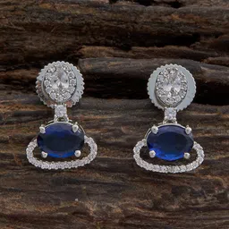 Kushal's Fashion Jewellery Rhodium Plated Cubic Zirconia Drop Earrings-52