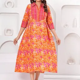 Meeranshi Women Printed Maternity & Feeding Midi Ethnic Dresses-image-64