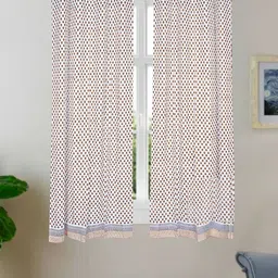 LIVING ROOTS White 2 Pieces Floral Printed Cotton Window Curtains-picture-12