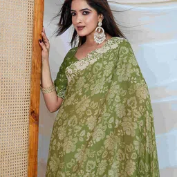 TASRIKA Floral Embroidered Border Saree-image-42