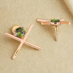 Adwitiya Collection Gold Plated Artificial Stones Studded Cross Design Drop Earrings-picture-15