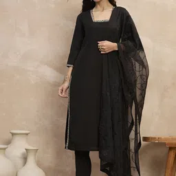 all about you Women Embroidered Regular Chanderi Silk Kurta with Trousers & With Dupatta-picture-29