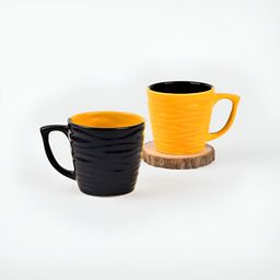 Storepedia Black & Yellow Handcrafted Textured Ceramic Matte Cups Set of Cups and Mugs-54