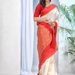 DESH BIDESH Ethnic Motifs Zari Garad Saree-image-26
