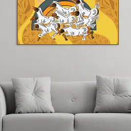 nestroots Yellow & White Seven Horses of Fortune Care Canvas Painting Wall Art-image-75