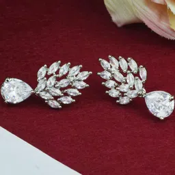 JEWELOPIA Silver-Plated Brass American Diamond Studs-picture-43