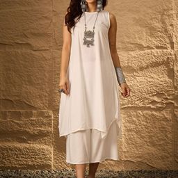 InWeave Round Neck A-Line Kurta with Palazzos-18