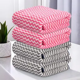 Kuber Industries Pink & Grey 4 Pieces Printed 280 GSM Ultra Absorbent Soft Hand Towels-image-84