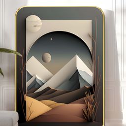 Livin'luxe Brown & Grey Geometric Mountain Landscape 3D Printed Wooden Wall Art-picture-3