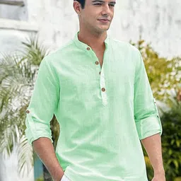 Yugnik Cotton Mandarin Collar Slim Fit Short Kurta-picture-40