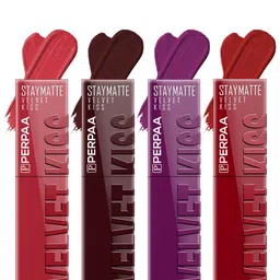 PERPAA Velvet Kiss Set of 4 Waterproof Liquid Lipstick -3.5 ml Each -Shades -1- 2 - 3 - 12-36