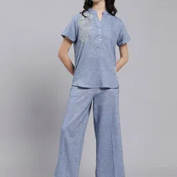 WoowZerZ Embroidered Pure Cotton Shirt & Trousers Co-Ord Set-picture-30