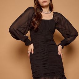 Kibo Bishop Sleeve Georgette Bodycon Mini Dress-image-25