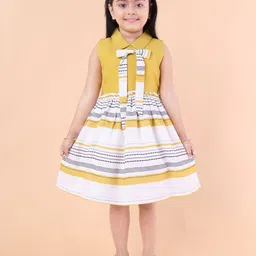 PINK MERMAID Striped Linen Fit & Flare Dress-image-6
