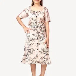 BAESD Floral Print Flared Sleeve Fit & Flare Midi Dress-image-62