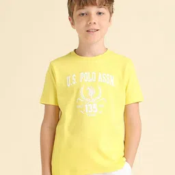 U.S. Polo Assn. Kids Boys Typography Printed Round Neck Cotton Regular Fit T-shirt-picture-30