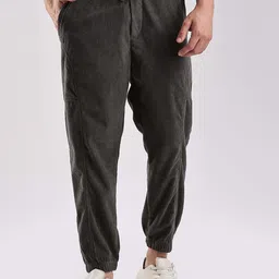 HERE&NOW Men Corduroy Ribbed Regular Fit Joggers-image-80