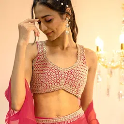 Foram Patel Embroidered Crop Top With Sharara & Dupatta Co-Ords image 3