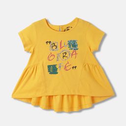 Blue Giraffe Girls Cotton Printed Round Neck Short Sleeves A-Line Dress-picture-50