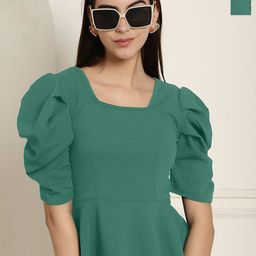 Tromko Pack of 2 Puff Sleeves Peplum Top-image-9