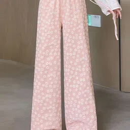 LULU & SKY Women Floral Printed Wide Leg High-Rise Parallel Trousers-picture-1