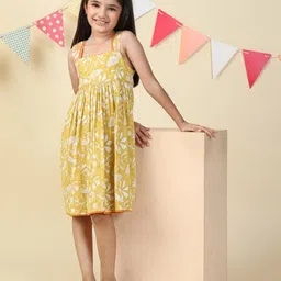 Fabindia Girls Floral Print Fit & Flare Dress-picture-45